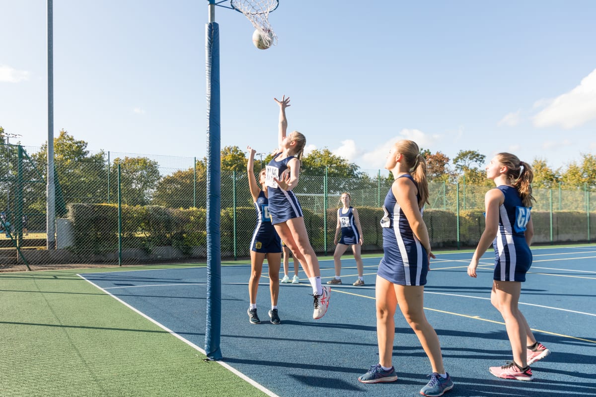 Netball match at SWPS Senior Co-Ed School Surrey